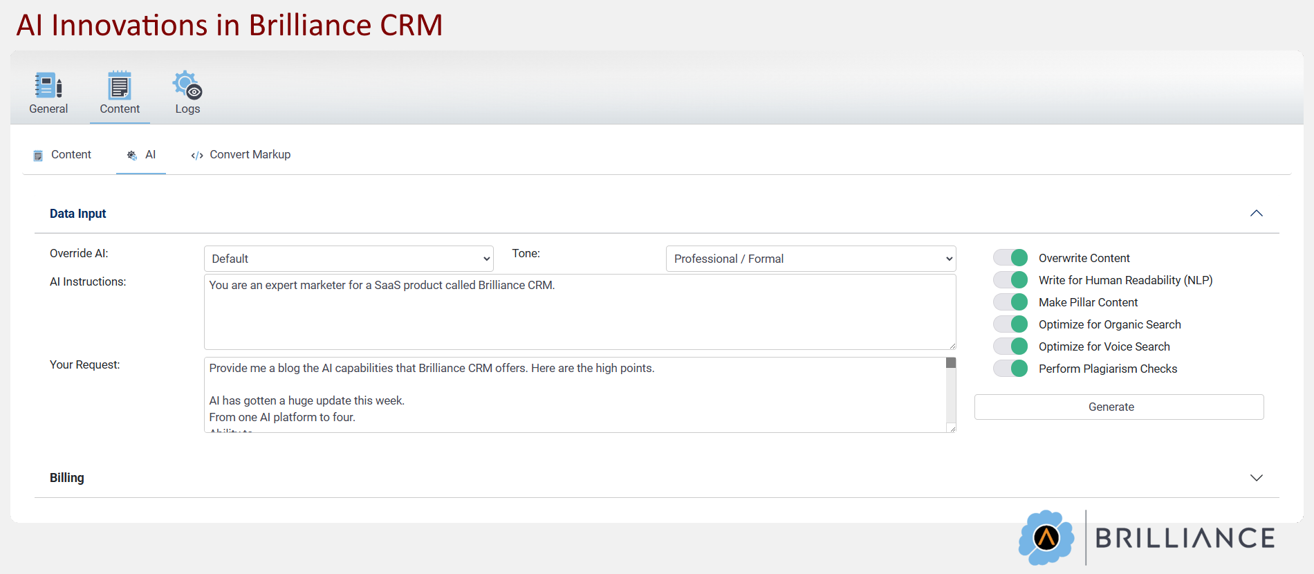 AI Innovations in Brilliance CRM