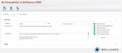AI Innovations in Brilliance CRM